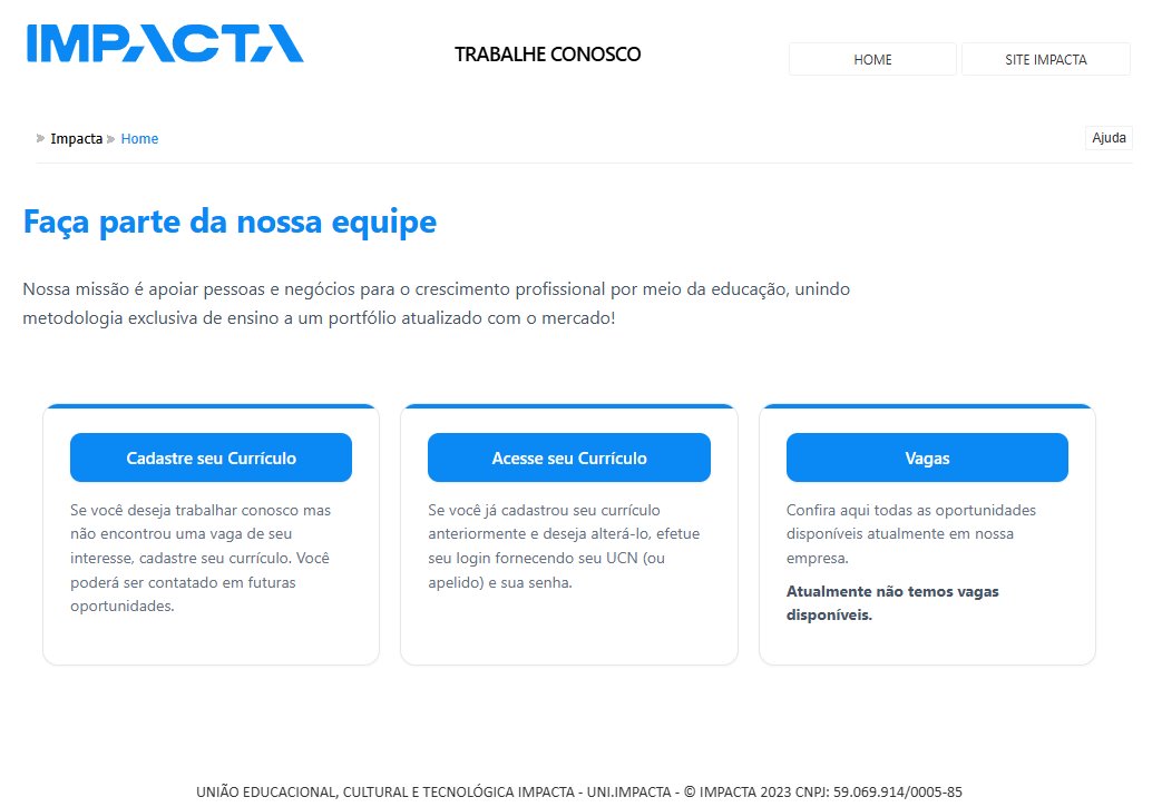 M&oacute;dulo Trabalhe Conosco na Impacta Tecnologia